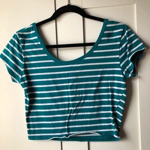 NWT Charlotte Russe Striped green crop top